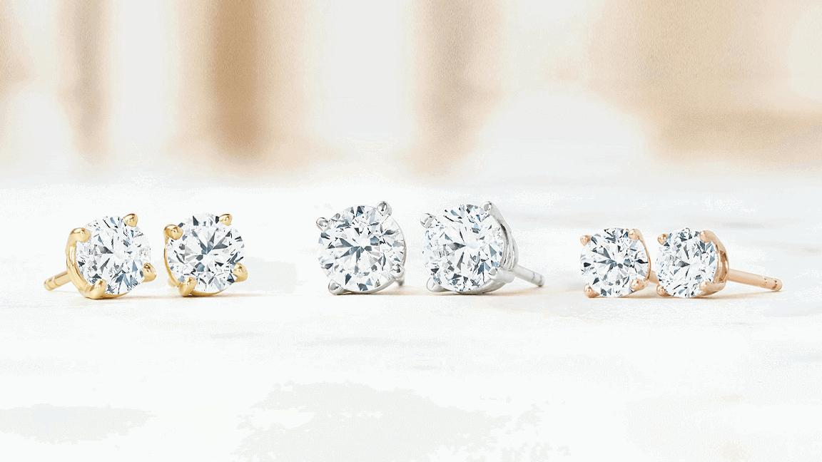 Stack of mixed metal diamond wedding rings