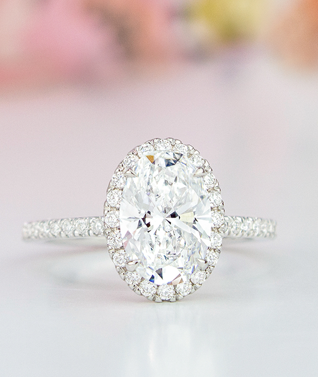White gold
halo oval engagement ring